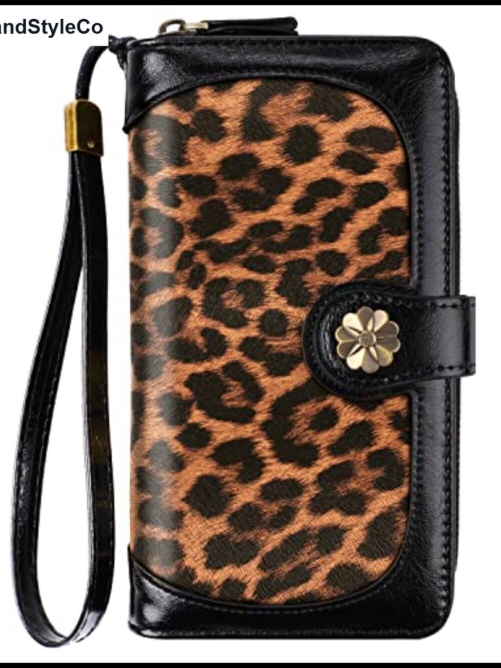 Large Capacity Women's Leather Wallet with Wristlet, RFID Blocking, 12 Card